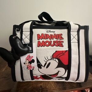 Disney Minnie Mouse Black and White Tote with Red Accents